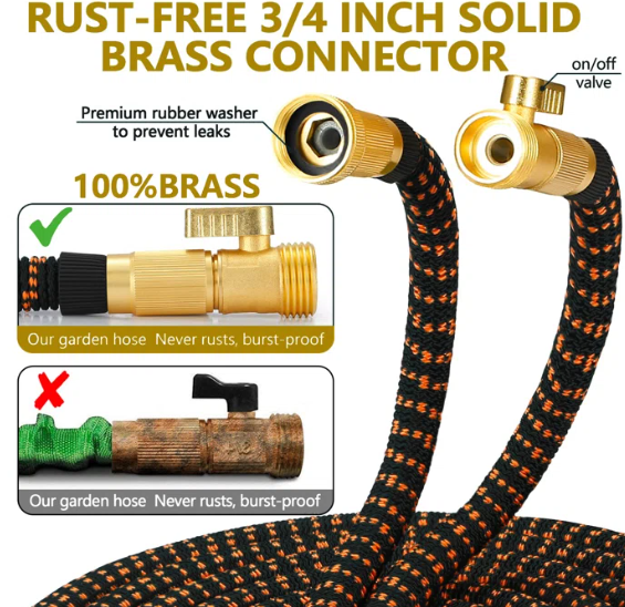 Garden Hose Set, Expandable Water Hose with Metal Fittings and Spray Nozzle