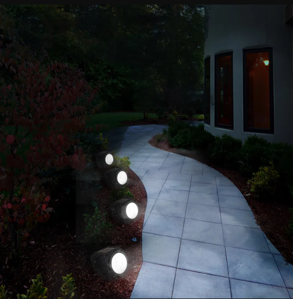 Pure Garden Outdoor Solar Rock Lights - Waterproof LEDs for Paths, Gardens, and Landscaping